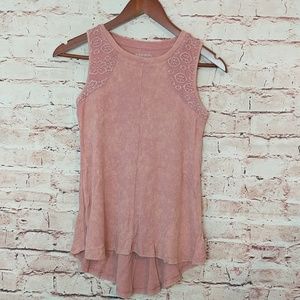 Xhilaration youth pink ribbed tank top high low